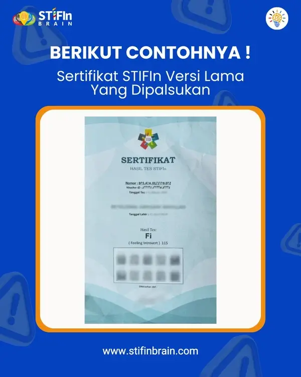 Contoh Sertifikat STIFIn Palsu