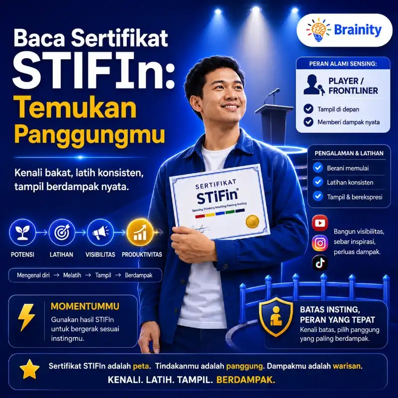 Membaca Sertifikat STIFIn Sensing : Peran, Panggung, Produktivitas